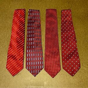 Lot of 4 Red Ties - Armani, Hilfiger